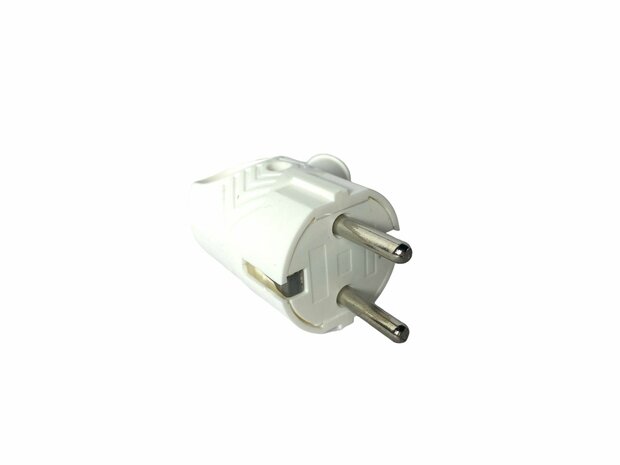 Schuko Plug with Handle - Splashproof IP44 - Earth - Rubber - white