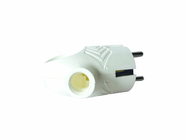 Schuko Plug with Handle - Splashproof IP44 - Earth - Rubber - white