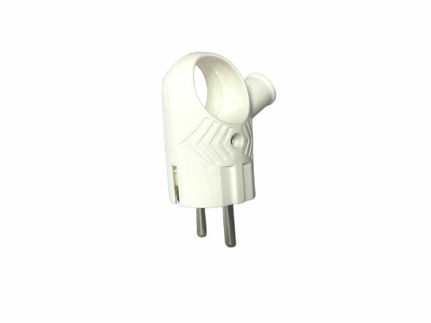 Schuko Plug with Handle - Splashproof IP44 - Earth - Rubber - white