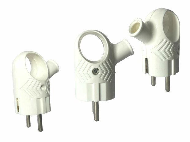 Schuko Plug with Handle - Splashproof IP44 - Earth - Rubber - white