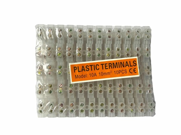 crown terminals 10mm2 - Terminal block strip - 10 mm2 white 120 pieces