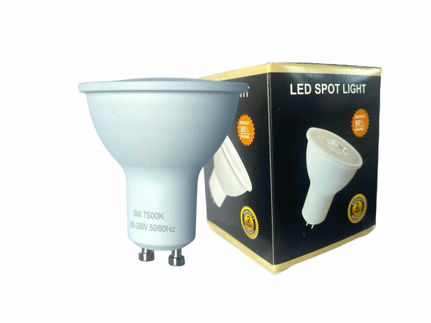 LED GU10 Spot - wit licht 5W 7500k 85-265v 50/60Hz &Oslash;5cm