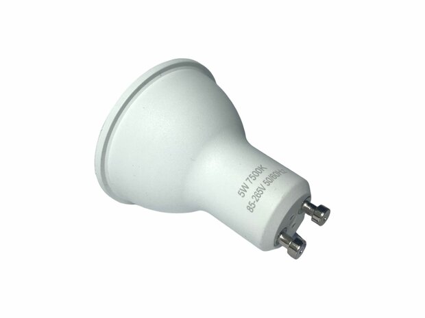 LED GU10 Spot - white light 5W 7500k 85-265v 50/60Hz &Oslash;5cm