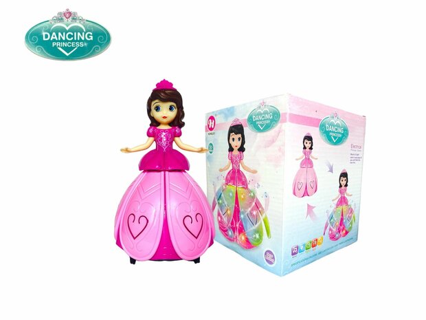 Dansende Prinses Engel-pop met 3D LED-verlichting, muziek en 360&deg; draaibaar - Bump and Go 