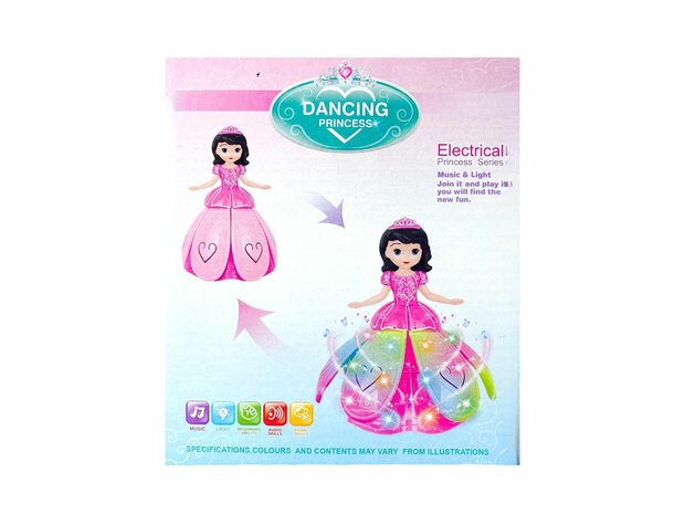 Dansende Prinses Engel-pop met 3D LED-verlichting, muziek en 360&deg; draaibaar - Bump and Go 