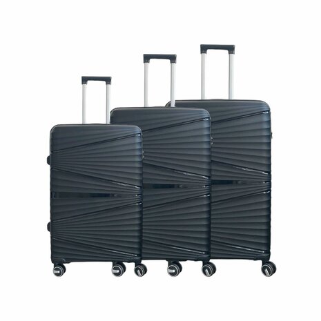 Kofferset Trolley-Set 3-teilig - Reisekoffer aus PP-Silikon (schwarze Farbe)