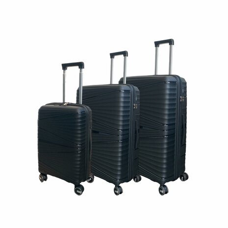 Ensemble de valises Ensemble de chariot 3 pi&egrave;ces - Valise de voyage en silicone PP (couleur noire)