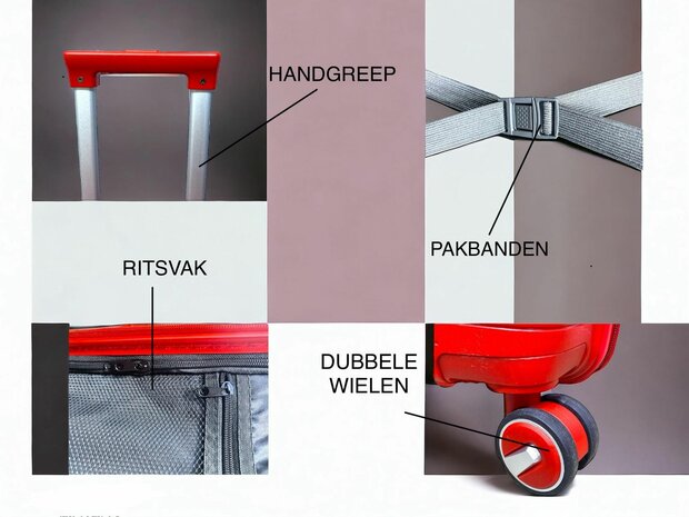 Kofferset - Trolleyset 3-delig - PP silicone reiskoffer ( rode kleur )