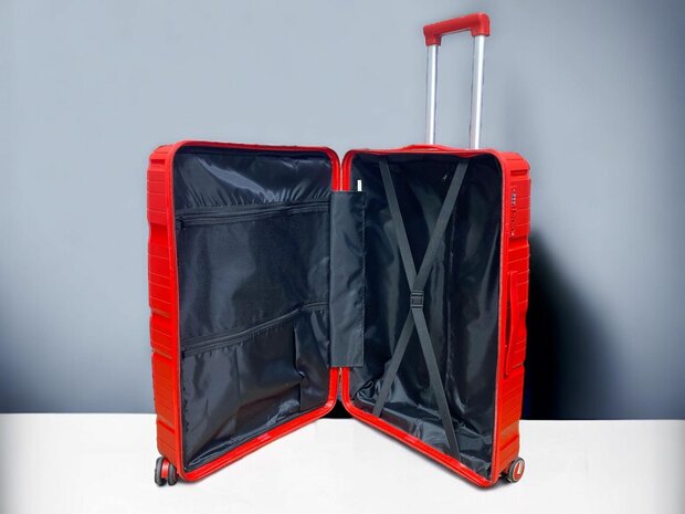 Ensemble valise - Ensemble trolley 3 pi&egrave;ces - Valise de voyage en silicone PP (couleur rouge)