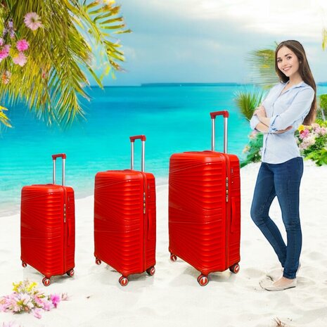 Suitcase set - Trolley set 3-piece - PP silicone travel case (red color)