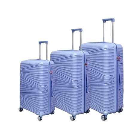 Luxus-Kofferset - Trolley-Set 3-teilig - Reisekoffer aus PP-Silikon Hellblau