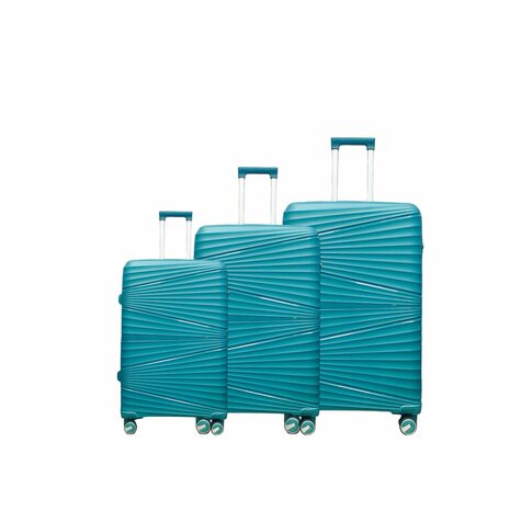 Kofferset - Trolley-Set 3-teilig - Reisekoffer aus PP-Silikon T&uuml;rkis