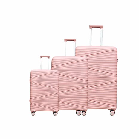 Suitcase set - Trolley set 3-piece - PP silicone travel suitcase pastel pink