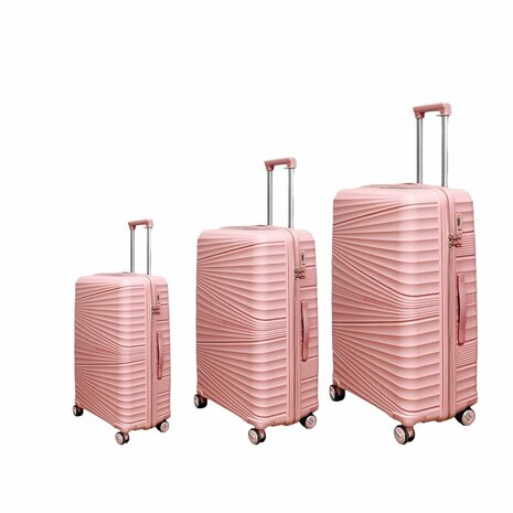 Suitcase set - Trolley set 3-piece - PP silicone travel suitcase pastel pink