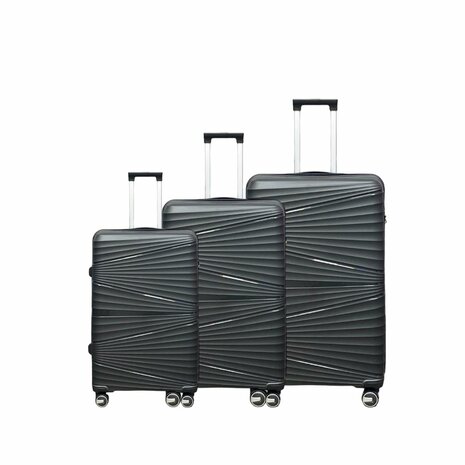 Ensemble de valises - Ensemble de trolley 3 pi&egrave;ces - Valise de voyage en silicone PP Noir clair