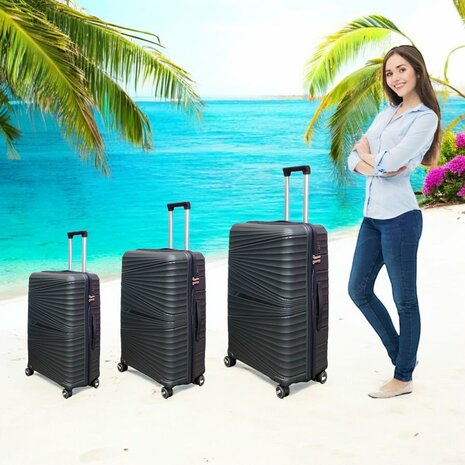 Suitcase set - Trolley set 3-piece - PP silicone travel case Light black