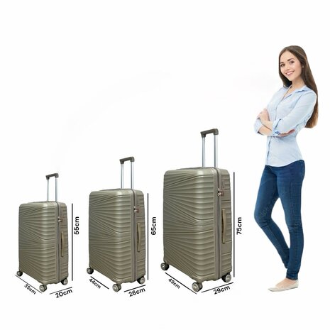 Luxus-Kofferset - Trolley-Set 3-teilig - Reisekoffer aus PP-Silikon Mokkabraun