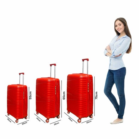 Suitcase set - Trolley set 3-piece - PP silicone travel case (red color)