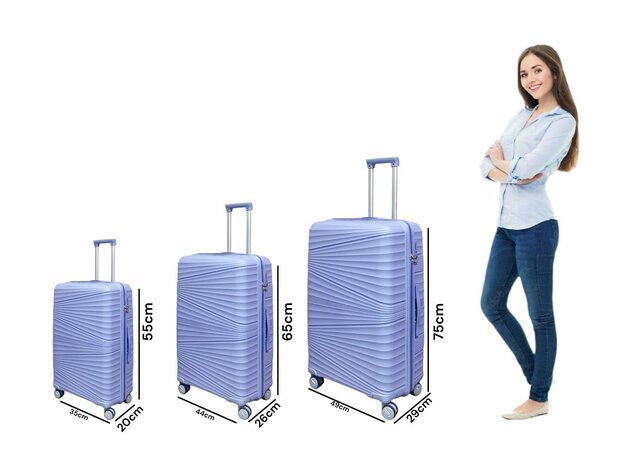 Luxury Suitcase Set - Trolley Set 3-Piece - PP Silicone Travel Case Light Blue