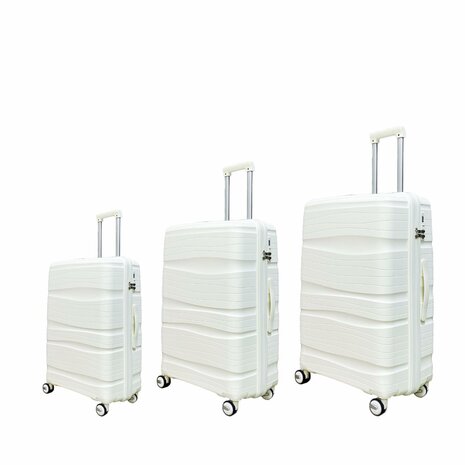 Kofferset - Trolleyset 3-delig - PP silicone reiskoffer Witte 