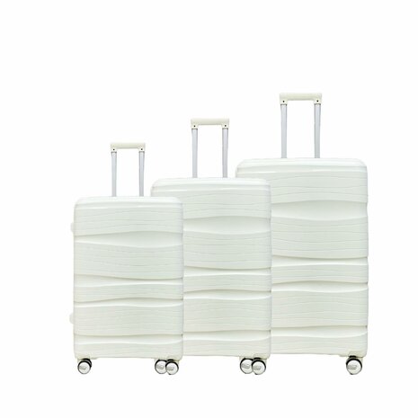 Kofferset - Trolleyset 3-delig - PP silicone reiskoffer Witte 