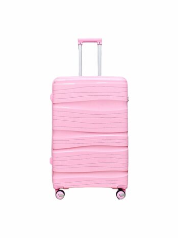 Kofferset - Trolleyset 3-delig - PP silicone reiskoffer Roze   