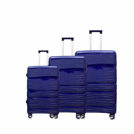 Kofferset - Trolleyset 3-delig - PP silicone reiskoffer Blauw    