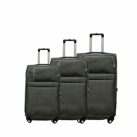 Suitcase set 3-piece Fabric Expandable - Polyester - Europe Travel grey