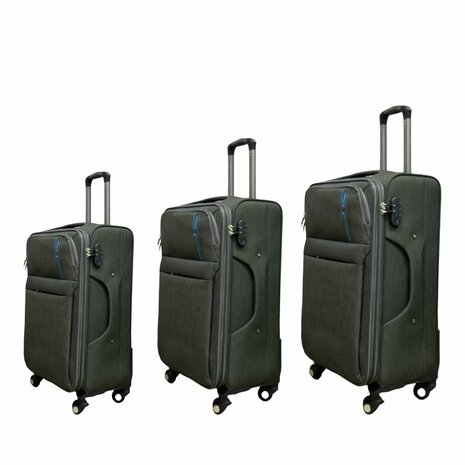 Suitcase set 3-piece Fabric Expandable - Polyester - Europe Travel grey