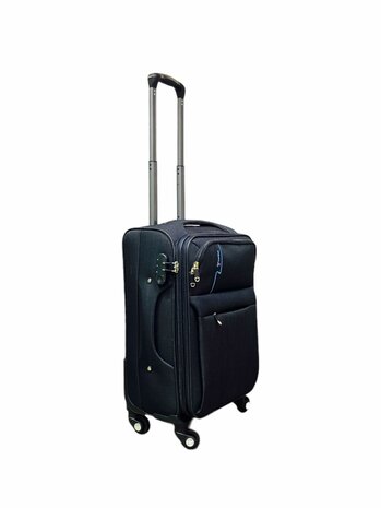 Suitcase set 3-piece Fabric Expandable - Polyester - Europe Travel black