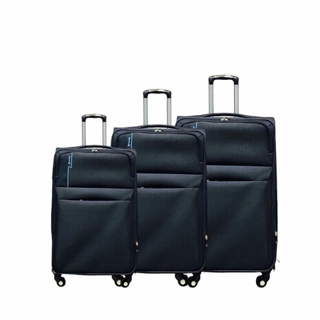 Set de valises 3 pi&egrave;ces Tissus Extensible - Polyester - Europe Voyage noir