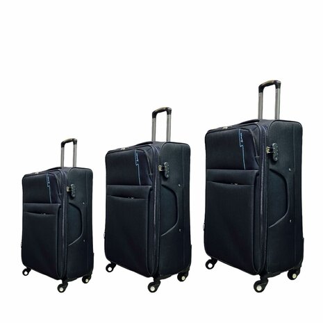 Set de valises 3 pi&egrave;ces Tissus Extensible - Polyester - Europe Voyage noir