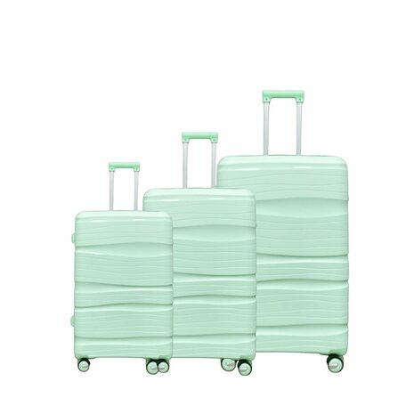 Kofferset - Trolleyset 3-delig - PP silicone reiskoffer licht Groen