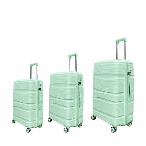 Suitcase set - Trolley set 3-piece - PP silicone travel case light Green