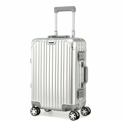 Suitcase set Aluminum 2-piece Suitcase set - Hand luggage and Large suitcase - 36L/90L - TSA lock - silver Iron