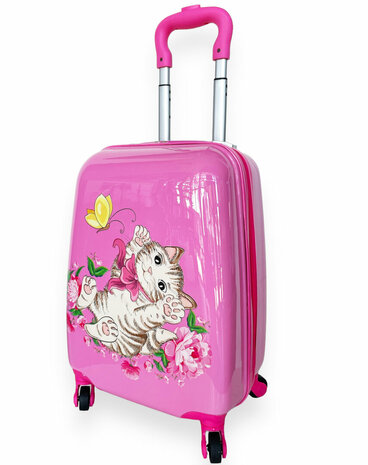 Kinder Koffer - Kitten &amp; voetbal Print - Handbagage - 31L)