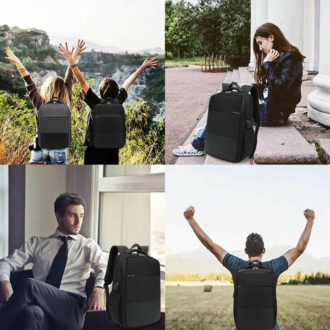 Backpack Black - Best Travel Laptop Backpack with USB Charging Port, Travel Bag Business Bag