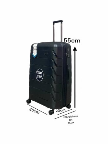 Suitcase set Trolley set 3-piece - PP silicone Expandable travel suitcase (black color)