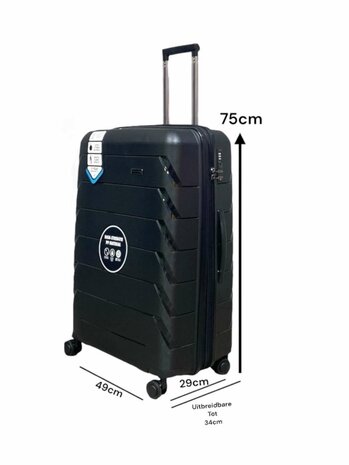 Suitcase set Trolley set 3-piece - PP silicone Expandable travel suitcase (black color)