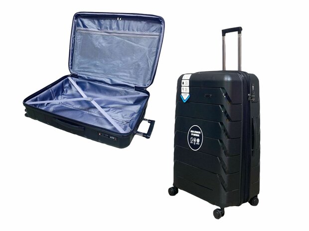 Suitcase set Trolley set 3-piece - PP silicone Expandable travel suitcase (black color)