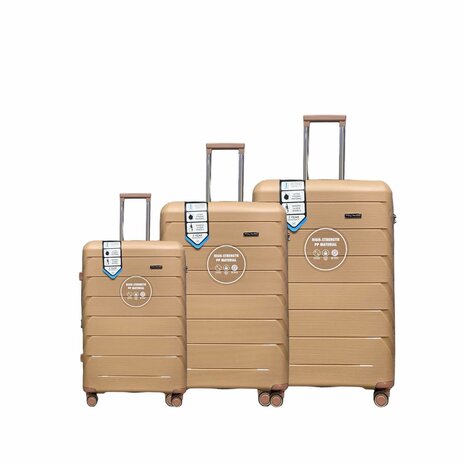 Kofferset Trolley-Set 3-teilig - PP-Silikon Erweiterbarer Reisekoffer (Mild Savanna)