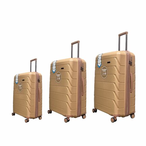 Kofferset Trolley-Set 3-teilig - PP-Silikon Erweiterbarer Reisekoffer (Mild Savanna)