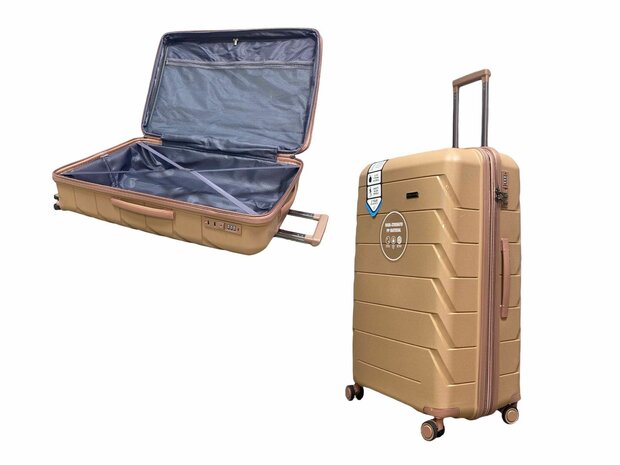 Ensemble de valises Ensemble de chariot 3 pi&egrave;ces - Valise de voyage extensible en silicone PP (Mild Savanna)