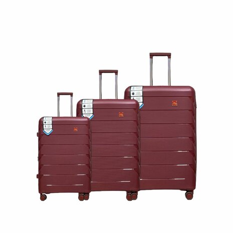 Suitcase set Trolley set 3-piece - PP silicone Expandable travel suitcase (Burgundy red)