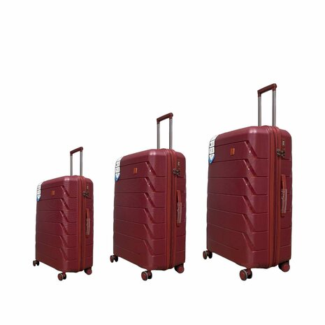 Suitcase set Trolley set 3-piece - PP silicone Expandable travel suitcase (Burgundy red)