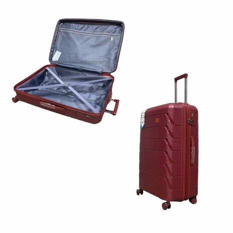 Suitcase set Trolley set 3-piece - PP silicone Expandable travel suitcase (Burgundy red)