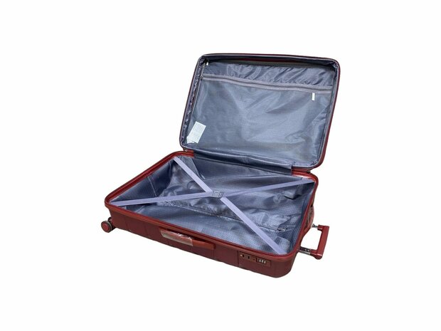 Ensemble de valises Ensemble de chariot 3 pi&egrave;ces - Valise de voyage extensible en silicone PP (Rouge bordeaux)