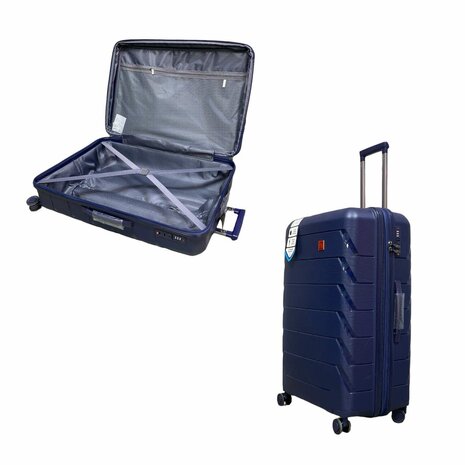 Kofferset Trolley-Set 3-teilig - PP-Silikon Erweiterbarer Reisekoffer (Dunkelblau)