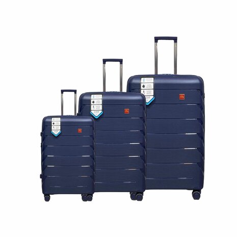 Kofferset Trolley-Set 3-teilig - PP-Silikon Erweiterbarer Reisekoffer (Dunkelblau)