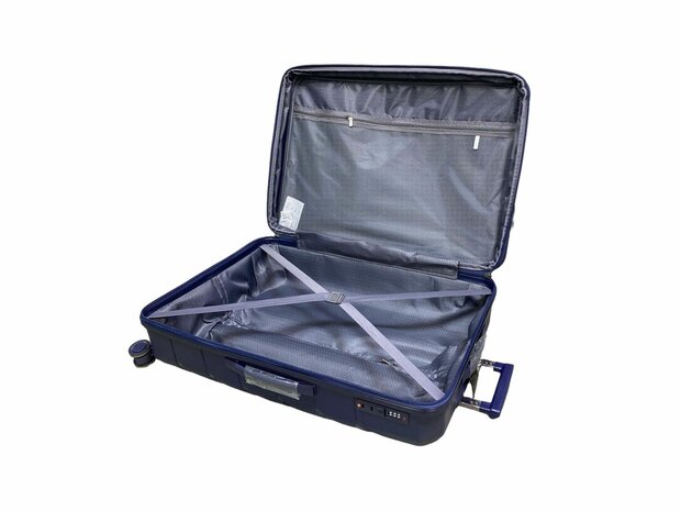 Suitcase set Trolley set 3-piece - PP silicone Expandable travel suitcase (Dark blue)